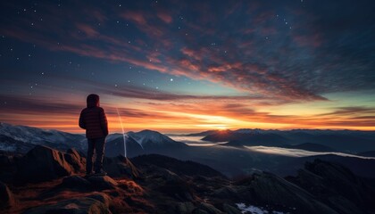 Fototapeta premium Silhouette of photographer with camera and milky way blackground.