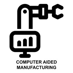 computer aided, manufacturing, production, cam, computer, information technology expanded outline style icon for web mobile app presentation printing