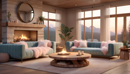 Boho interior design of modern living room home 12