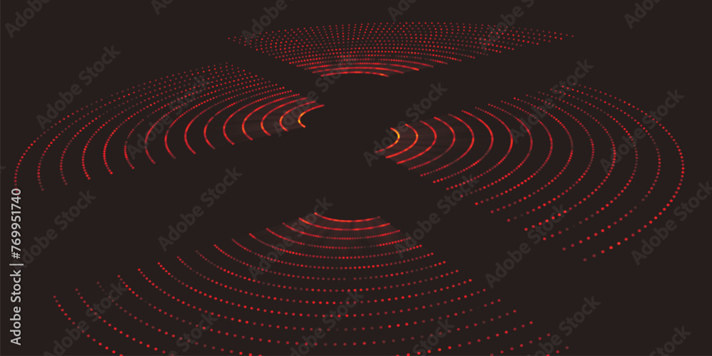 Wall mural futuristic torn sphere from a stream of particles. abstract background of radial halftone dots. 3d d