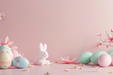 Easter eggs composition with colored eggs for Easter celebration.