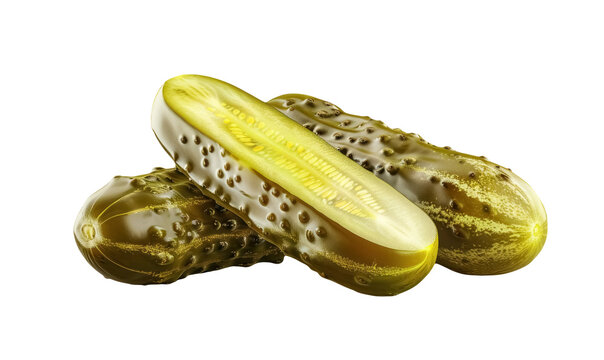glistening pickles isolated on transparent background 