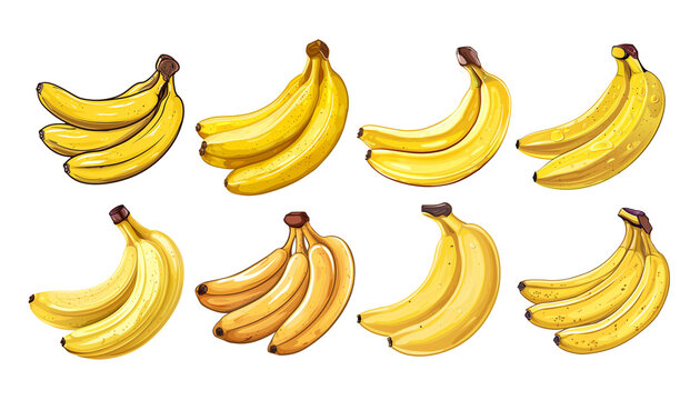 Sticker Pack of a Yellow Banana On a Transparent Background - Ai Generated