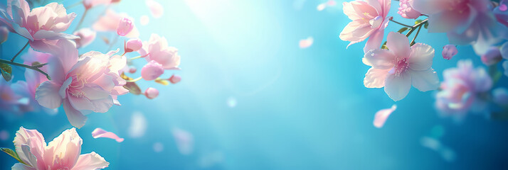 Fototapeta na wymiar Serene Cherry Blossoms Radiating with Sunlight