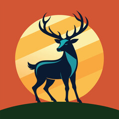 Colorful deer head vector illustration.