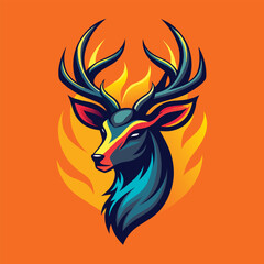 Colorful deer head vector illustration.