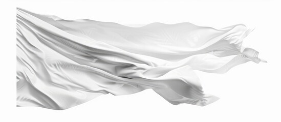White flag fluttering on a white backdrop - ideal layout for incorporating a logo, emblem, or indication.