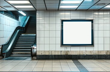 Blank white billboard with empty space underground