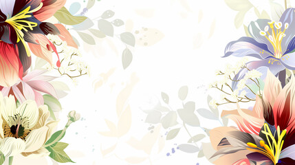 Fototapeta na wymiar Elegant Floral Illustration with Vibrant Blossoms
