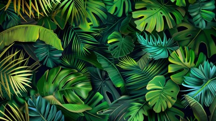 Fototapeta na wymiar Tropical Leaves Pattern Background