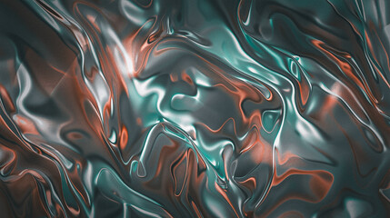 Metallic glass background, texture in shades of green and orange
