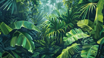 Lush Tropical Jungle Foliage Background
