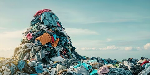 The Impact of Fast Fashion Waste: Discarded Clothes in Landfills and Sustainable Fashion Solutions. Concept Fast Fashion Waste, Discarded Clothes, Landfill Impact, Sustainable Fashion Solutions