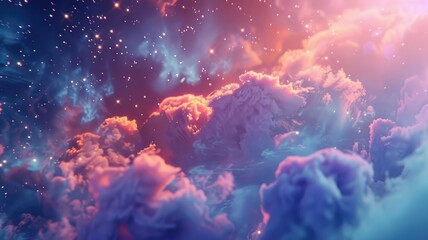 Dreamlike cloudscape with a mystical glow - A mystical cloud formation illuminated with a soft, ethereal glow, giving a dreamlike impression in a vibrant, surreal setting