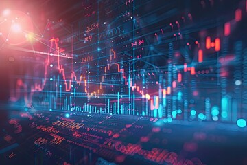 Fototapeta premium raise arrow chart digital transformation abstract technology background. Big data and business growth currency stock and investment economy