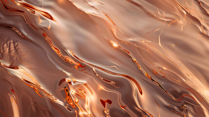 Transparent glass texture with a subtly marbled pattern in an orange-copper shade. Przezroczysta szklana faktura z subtelnie marmurkowym wzorem w pomarańczowo miedzianym odcieniu. - obrazy, fototapety, plakaty