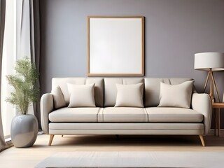 Living Room, Modern Furniture, Interior Design, Mockup, 3d Render