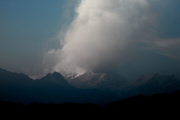 snowy mountain in india also named as kanchenjunga,worlds one of the highest altitude area.