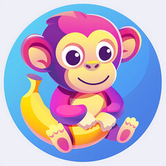 Cartoon icon of monkey.