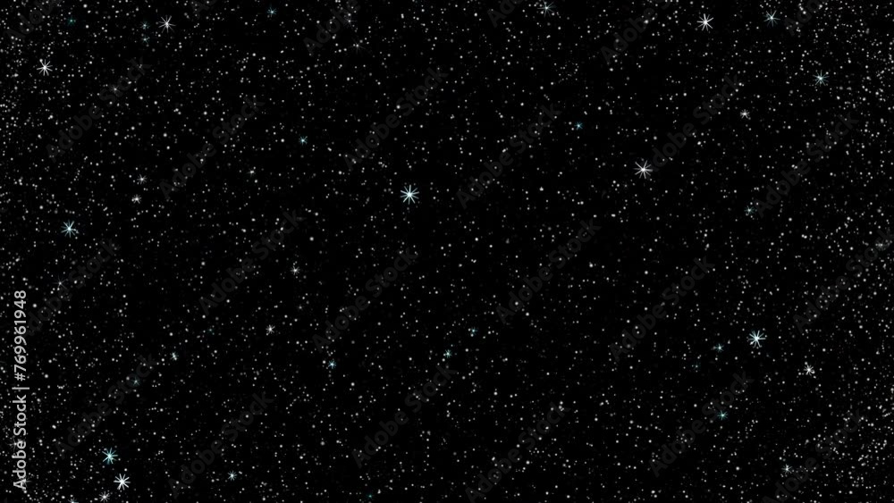 Wall mural seamless fast loop of sparkling star particles on a deep black background.