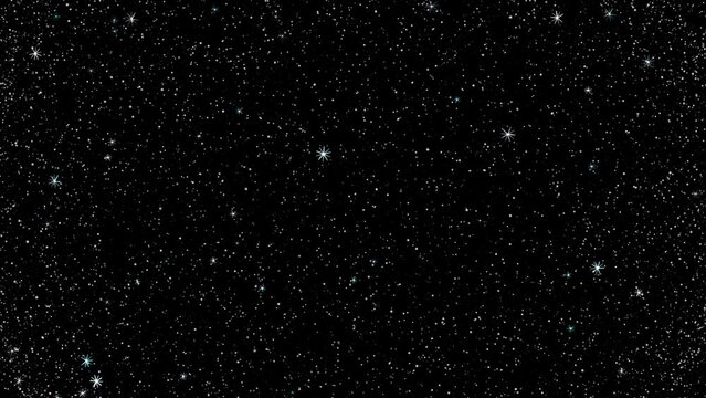 Seamless versatile loop of randomly sparkling particles on a deep black background. 