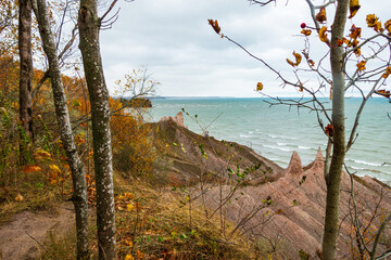 Chimney Bluffs State Park in New York overlooking Lake Ontario