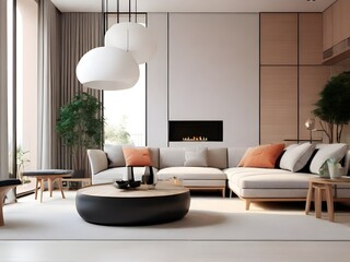 Living Room, Modern Furniture, Interior Design, Mockup, 3d Render