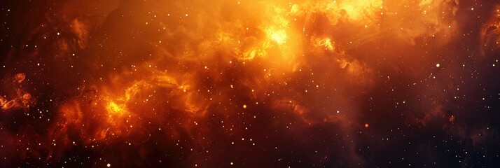 Fiery cosmic explosion with bright hues - Vivid representation of a nebulous fiery cosmic explosion blending red, orange, and yellow tones to suggest heat and energy