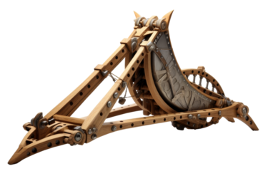 A wooden structure supports a large, mysterious metal object on top