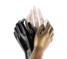 colored hands mannequins isolated on white background