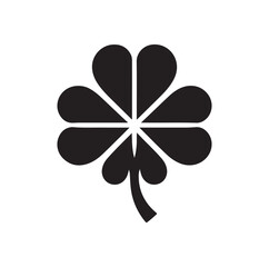 Four leaf clover icon. Black icon isolated on white background. Clover silhouette. Simple icon