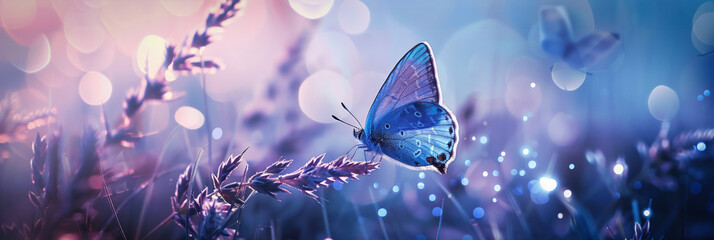 beautiful landscape with butterfly