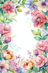 Watercolor floral frame