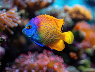 Tropical Marine Symphony: Colorful Fish Among Lively Coral Reefs - Exploring Vivid Aquatic Beauty - Dive into a tropical marine symphony as colorful fish dance among lively coral reefs, capturing