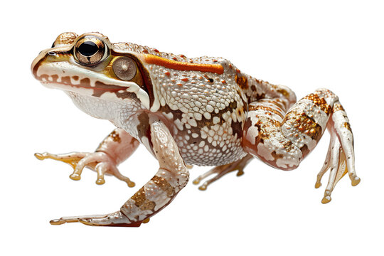 Walking realistic frog isolated on transparent background. Png file.
