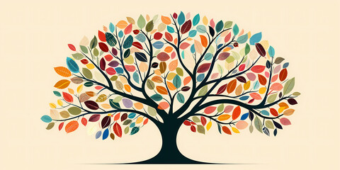 Abstract tree with colorful leaves