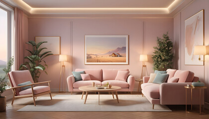 Naklejka na ściany i meble Farmhouse interior design of modern home living room