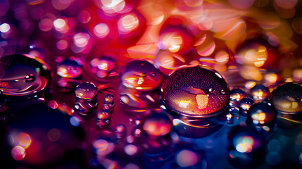 Drops on glass close-up in dark shades of navy blue and purple. Abstraction, background, texture.Krople na szkle z bliska w ciemnych odcieniach granatu i fioletu. Abstrakcja, tło, tekstura.  - obrazy, fototapety, plakaty
