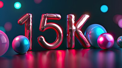 Bold 3D showcases "15K" in vibrant c01f1b on black, marking a thrilling achievement worth celebrating.