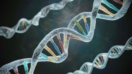 DNA structure, medicine, biology, illustration, art, wallpaper, background, Generative Ai.