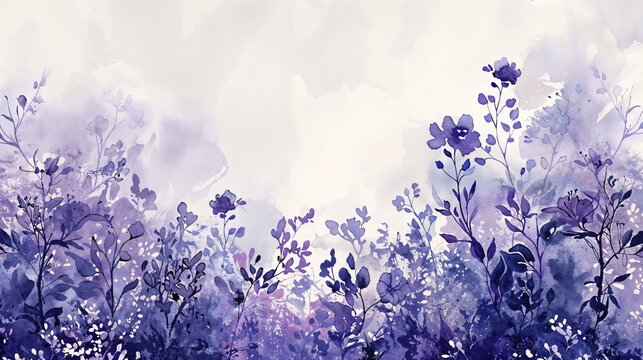 Watercolour, Plant Illustration with copy-space. Beautiful Natural Wallpaper.