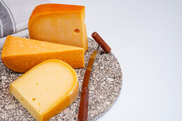 Cheese collection, Dutch ripe hard cheeses made from cow milk in the Netherlands