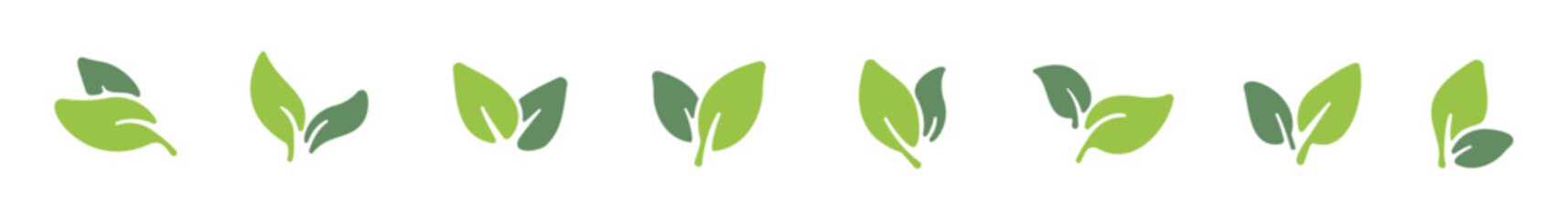 set of pair of leaves green 2 leaf mint nature art illustration vector sticker icon symbol graphic design environment plant