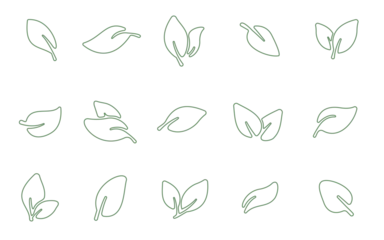 Fotobehang set of leaves green leaf outline silhouette nature art illustration vector sticker icon symbol graphic design environment plant  © athikom