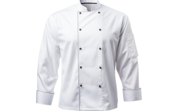 A white chef coat adorned with sleek black buttons