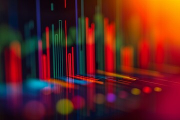 An vibrant abstract background showcasing a multitude of colorful lines and dots, A histogram showing stock distribution in a diversified portfolio, AI Generated - obrazy, fototapety, plakaty