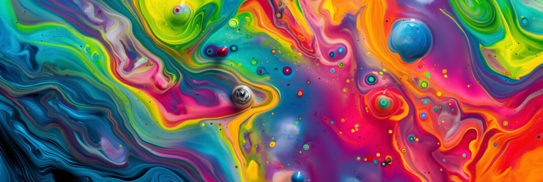 A mesmerizing abstract of swirling liquid colors, with vibrant hues and dynamic patterns suggesting motion and creativity.