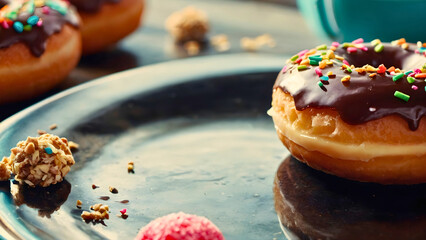 The last donut on the plate, also the sweetest donut, waiting to be eaten.