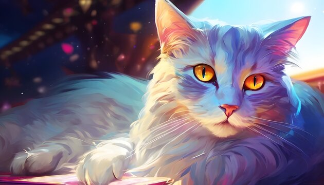 Cat meowing yawning laughing with rose gold pink background