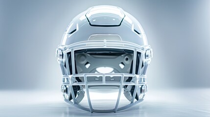 Fototapeta premium White helmet stands out in high contrast, symbolizing quality and innovation in American football gear.